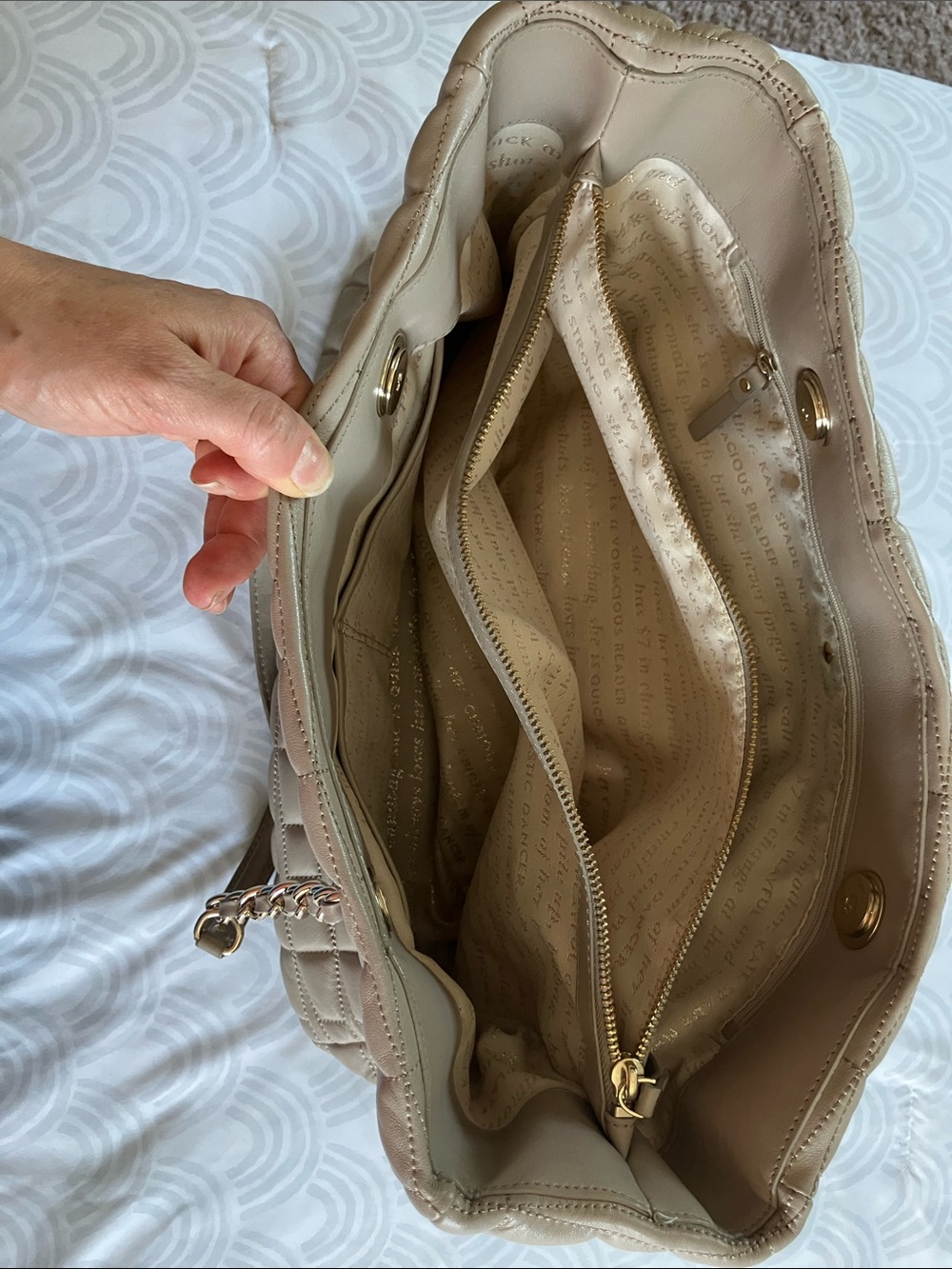 kate spade Quilted Taupe Shoulder Bag with Gold Accents - Picture 3 of 7